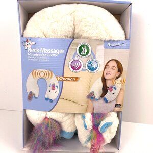 New Health Touch Neck Travel Massager Unicorn Plush White/Multi Color Vibration